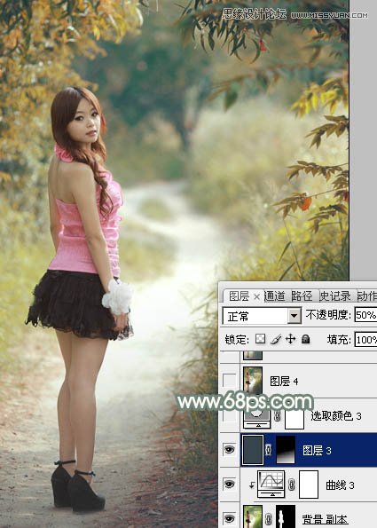 Photoshop调出树下女孩秋季淡雅效果,PS教程,图老师教程网