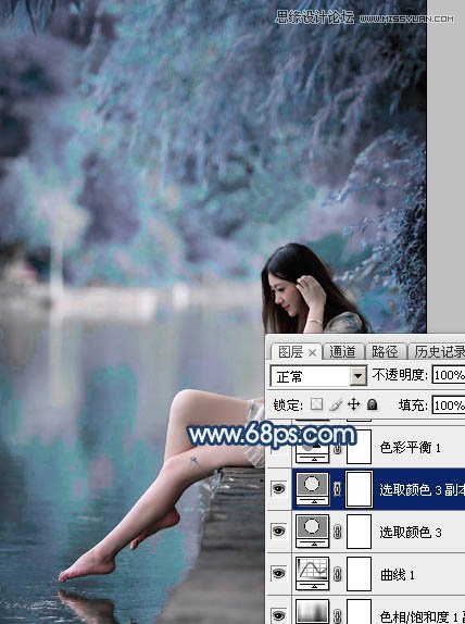 Photoshop调出河边美女唯美紫色效果,PS教程,图老师教程网