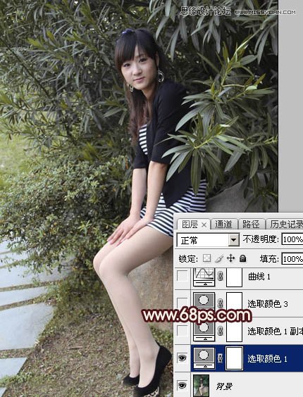 Photoshop调出公园女孩秋季淡雅黄色调,PS教程,图老师教程网