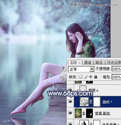 Photoshop调出河边美女照片梦幻蓝色调效果,PS教程,图老师教程网
