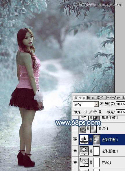 Photoshop调出公园清纯女孩唯美紫色效果,PS教程,图老师教程网