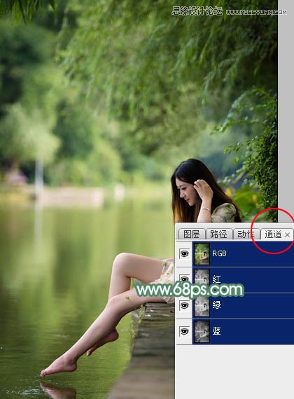 Photoshop调出河边美女唯美青色效果,PS教程,图老师教程网
