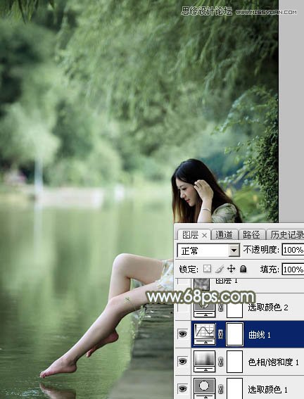 Photoshop调出河边女孩唯美冷色效果,PS教程,图老师教程网