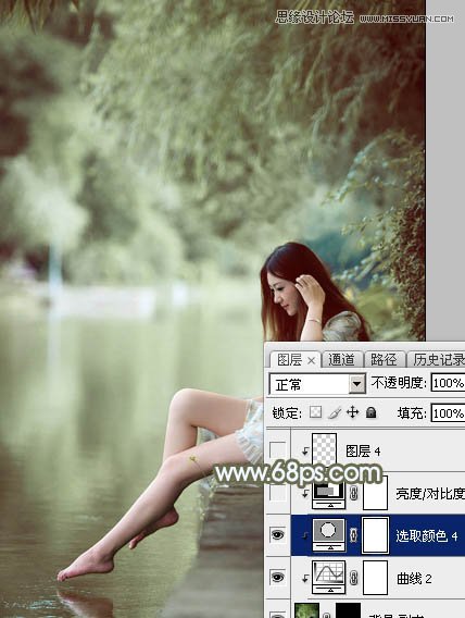 Photoshop调出河边女孩唯美冷色效果,PS教程,图老师教程网