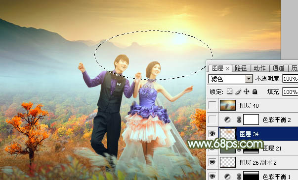 Photoshop合成秋季唯美的婚片效果图,PS教程,图老师教程网