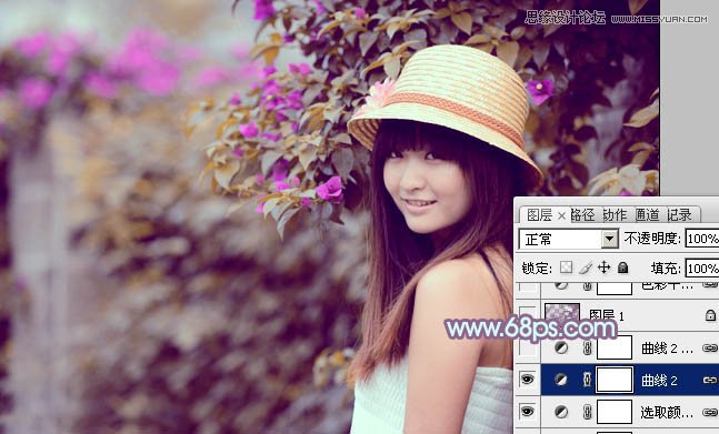 Photoshop调出林中女孩梦幻紫色调,PS教程,图老师教程网