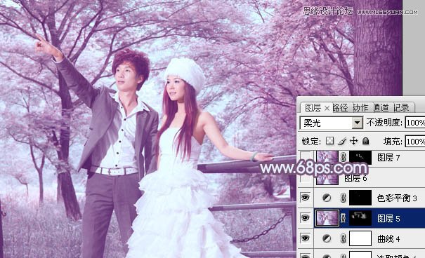 Photoshop调出婚纱照片梦幻紫色效果,PS教程,图老师教程网