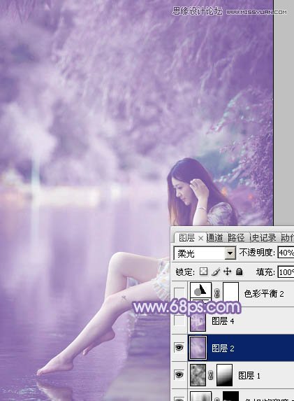 Photoshop调出河边女孩唯美的紫色效果,PS教程,图老师教程网