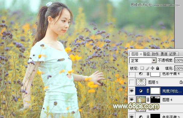 Photoshop调出花丛美女淡淡的柔色效果,PS教程,图老师教程网