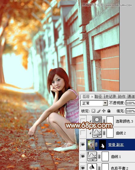 Photoshop制作围墙边女孩甜美的橙色调,PS教程,图老师教程网