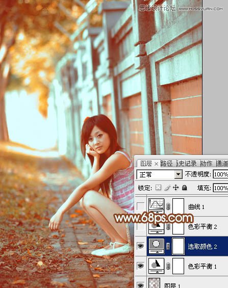 Photoshop制作围墙边女孩甜美的橙色调,PS教程,图老师教程网