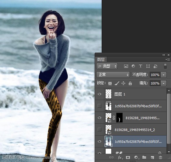 Photoshop简单的给美女照片添加豹纹图案,PS教程,图老师教程网