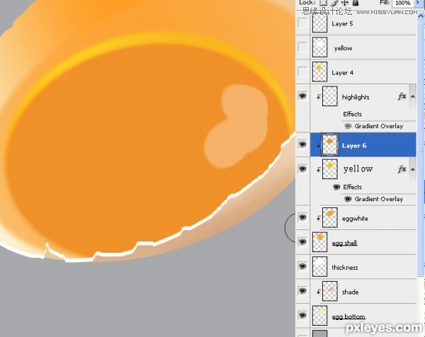 Photoshop绘制逼真的半颗鸡蛋,PS教程,图老师教程网