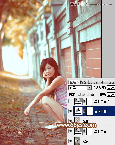 Photoshop制作围墙边女孩甜美的橙色调,PS教程,图老师教程网