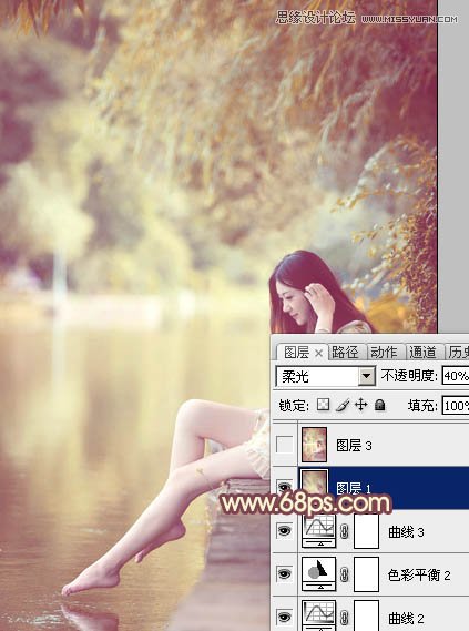 Photoshop调出河边女孩唯美的暖色调,PS教程,图老师教程网