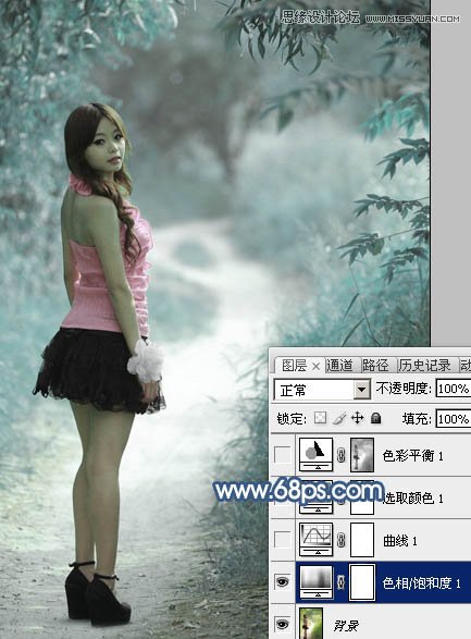 Photoshop调出公园清纯女孩唯美紫色效果,PS教程,图老师教程网