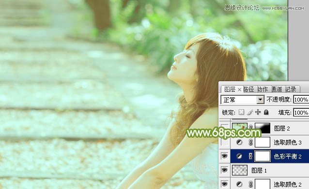 Photoshop调出外景美女照片唯美青色调,PS教程,图老师教程网