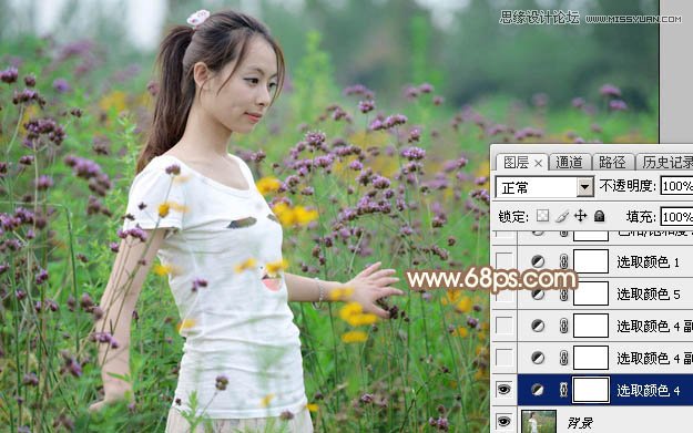 Photoshop调出鲜花里美女照片暖色效果,PS教程,图老师教程网