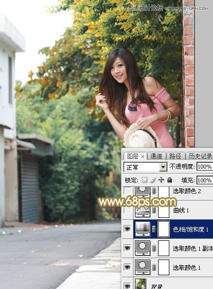 Photoshop调出外景清纯女孩秋季淡黄色调,PS教程,图老师教程网