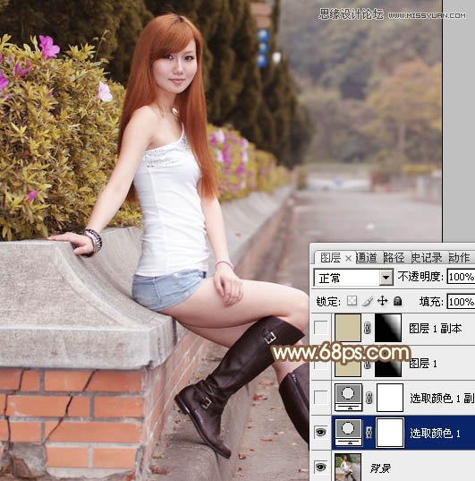 Photoshop调出路边模特淡淡的暖色效果,PS教程,图老师教程网