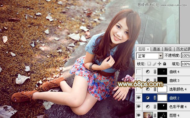 Photoshop给公园美女添加秋季淡黄色调,PS教程,图老师教程网