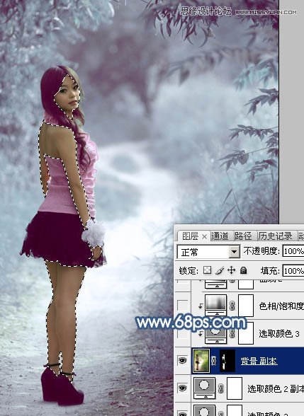 Photoshop调出公园清纯女孩唯美紫色效果,PS教程,图老师教程网