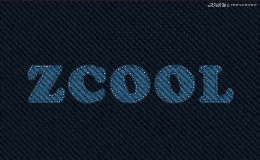 Photoshop制作缝线效果的牛仔艺术字,PS教程,图老师教程网