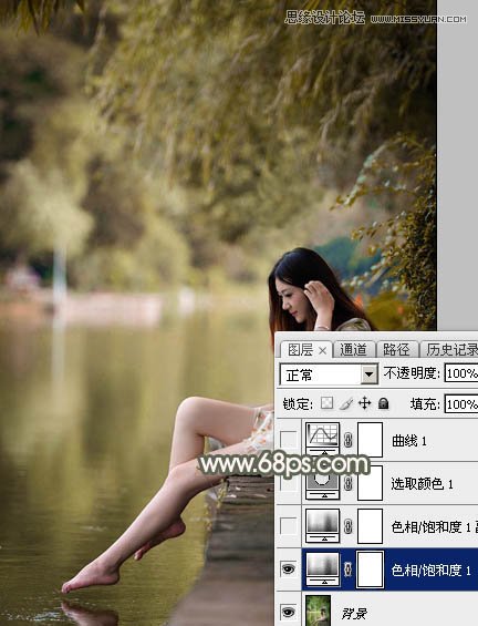 Photoshop调出河边女孩柔美的酒红色效果,PS教程,图老师教程网