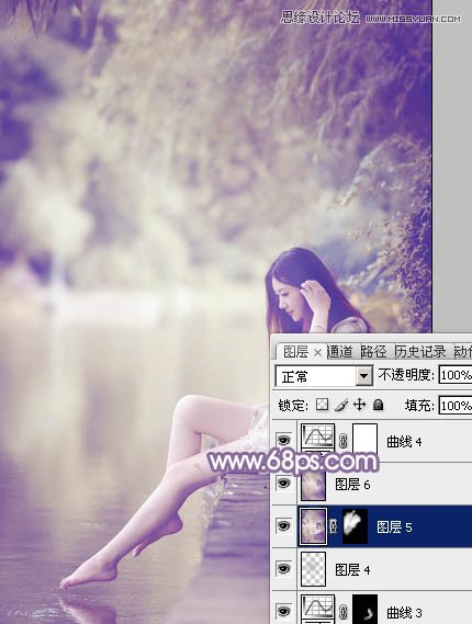 Photoshop调出河边美女梦幻紫色风格,PS教程,图老师教程网