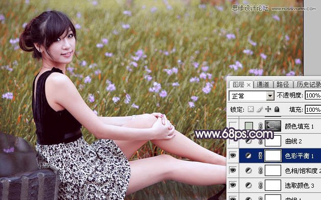 Photoshop调出春季花园美女淡淡冷色效果,PS教程,图老师教程网