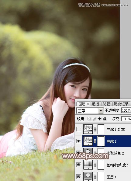 Photoshop调出草地清纯女孩唯美红色调,PS教程,图老师教程网