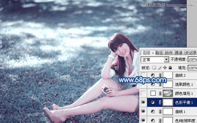 Photoshop使用通道调出草地女孩梦幻紫色调,PS教程,图老师教程网