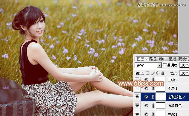 Photoshop调出春季花园女孩淡黄色调,PS教程,图老师教程网