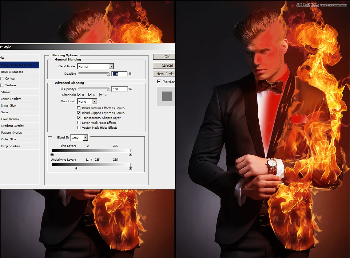 Photoshop制作超酷的火焰燃烧人物效果图,PS教程,图老师教程网