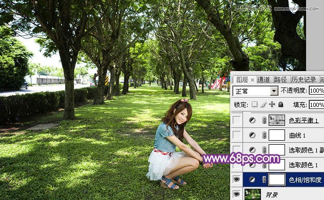 Photoshop调出夏季树下美女绚丽紫色效果,PS教程,图老师教程网