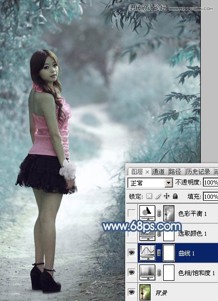 Photoshop调出公园清纯女孩唯美紫色效果,PS教程,图老师教程网