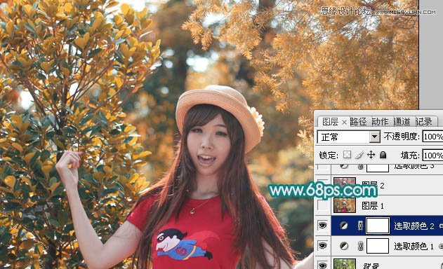 Photoshop调出林中女孩朦胧的紫色效果,PS教程,图老师教程网