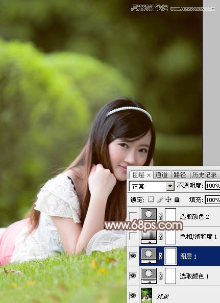 Photoshop调出草地清纯女孩唯美红色调,PS教程,图老师教程网