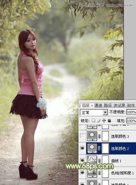 Photoshop调出公园美女淡雅的冷色效果,PS教程,图老师教程网