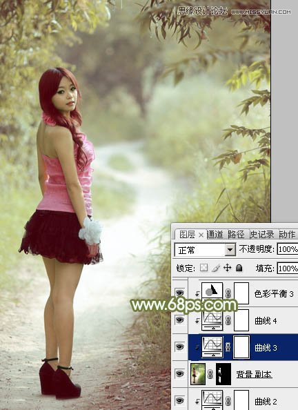 Photoshop调出公园美女淡雅的冷色效果,PS教程,图老师教程网