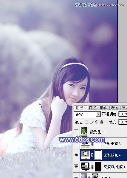 Photoshop调出春季美女照片唯美紫色效果图,PS教程,图老师教程网