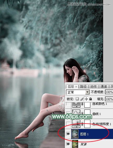 Photoshop调出河边美女唯美青色效果,PS教程,图老师教程网