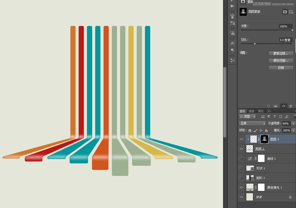 Photoshop设计立体风格的彩条海报教程,PS教程,图老师教程网