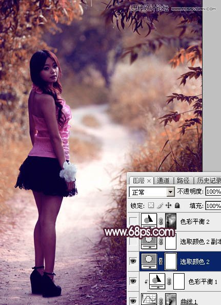 Photoshop调出春季外景女孩梦幻紫色调,PS教程,图老师教程网