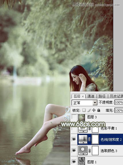 Photoshop调出河边女孩唯美冷色效果,PS教程,图老师教程网