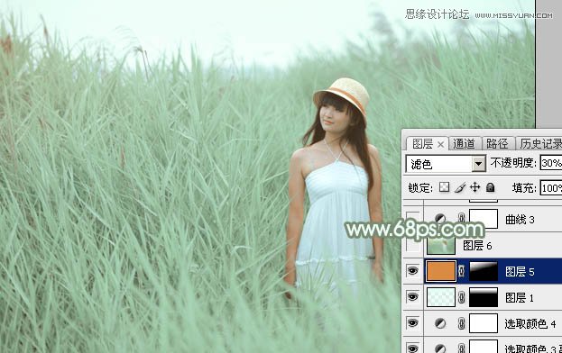 Photoshop调出芦苇丛中女孩冷色效果,PS教程,图老师教程网