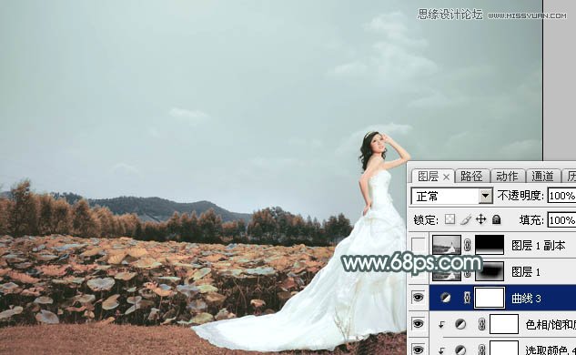 Photoshop调出外景婚片古典冷色效果,PS教程,图老师教程网