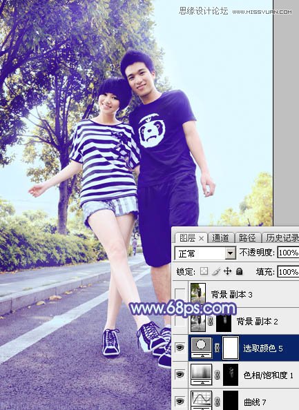 Photoshop给外景情侣照添加绚丽紫色调,PS教程,图老师教程网