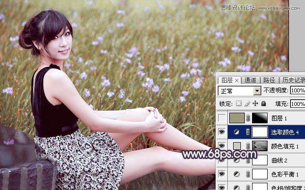 Photoshop调出春季花园美女淡淡冷色效果,PS教程,图老师教程网