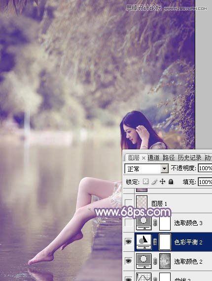 Photoshop调出河边美女梦幻紫色风格,PS教程,图老师教程网